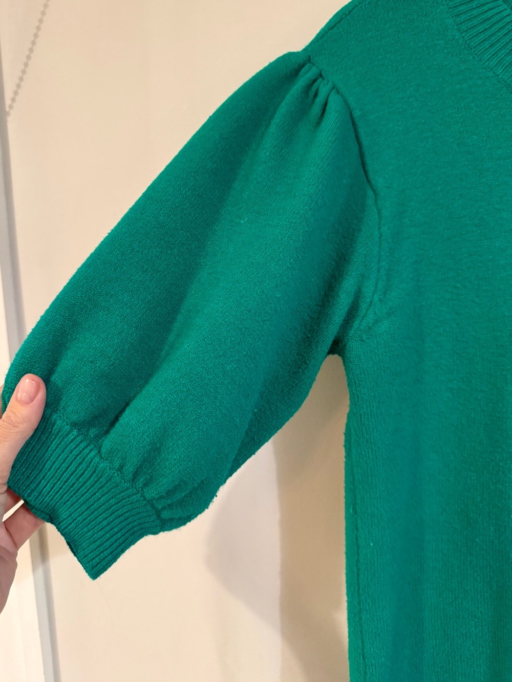 Anthropologie MOTH Connelly Kelly Green Puff Sleeve Sweater, Medium - Picture 5 of 10